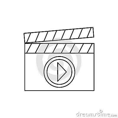 Clapboard icon in outline style Stock Photo