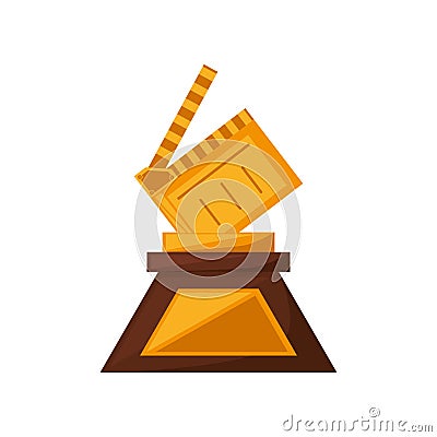 Clapper film trophy awards golden Vector Illustration