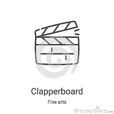 clapperboard icon vector from fine arts collection. Thin line clapperboard outline icon vector illustration. Linear symbol for use Vector Illustration