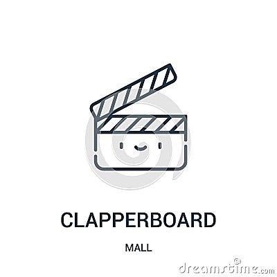 clapperboard icon vector from mall collection. Thin line clapperboard outline icon vector illustration. Linear symbol for use on Vector Illustration