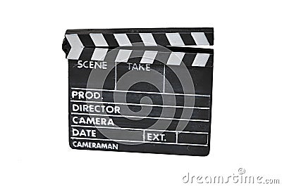 Clapperboard isolated on white Stock Photo