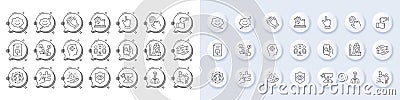 Clapping hands, Cursor and Bitcoin project line icons. For web app, printing. Line icons. Vector Stock Photo