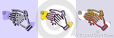 Clapping hands line icon. Clap sign. Halftone dotted pattern. Vector Vector Illustration