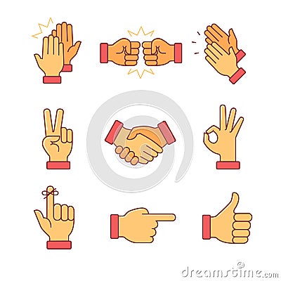 Clapping hands and other gestures Vector Illustration