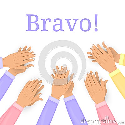 Clapping Human hands isolated on white background. Applause, bravo. Congratulations, kudos, recognition concept. Vector Vector Illustration