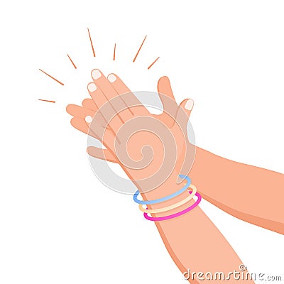 Clapping White Hands Composition Vector Illustration