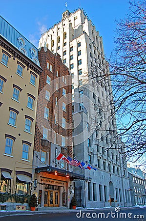 Clarendon Hotel and Edifice Price, Quebec, Canada Editorial Stock Photo