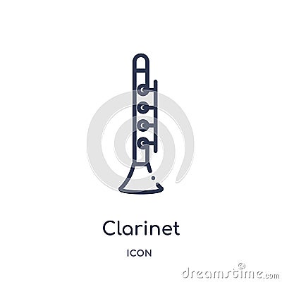 Clarinet icon from music outline collection. Thin line clarinet icon isolated on white background Vector Illustration