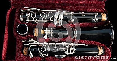 Clarinet in its case Stock Photo