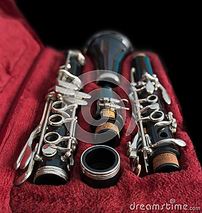 Clarinet in its case Stock Photo