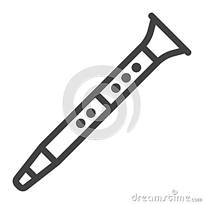 Clarinet line icon, music and instrument Vector Illustration