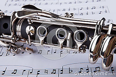 Clarinet and musical note Stock Photo