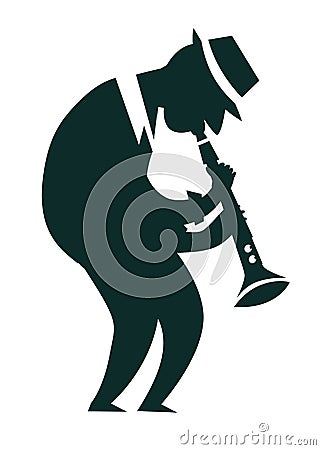 Clarinet player silhouettes vector illustration Vector Illustration