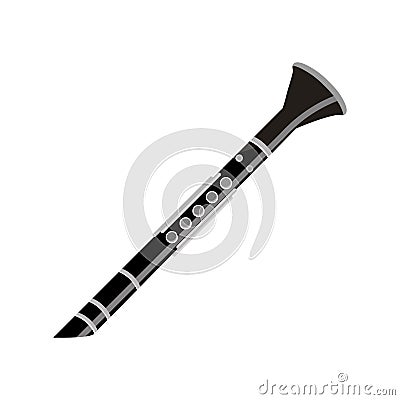 Clarinet wind musical instrument isolated icon Vector Illustration