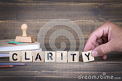 Clarity. Wooden letters on the office desk Stock Photo