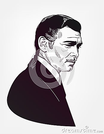 Clark Gable vector sketch portrait isolated actor Editorial Stock Photo