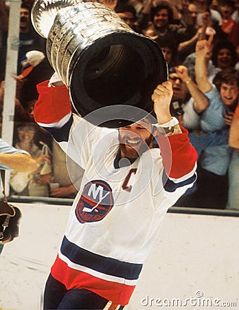 Clark Gilles holding the Stanley Cup. Editorial Stock Photo