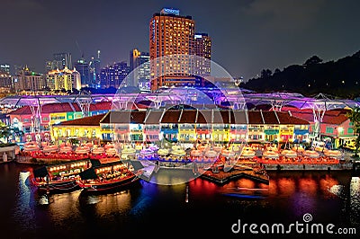 Clarke Quay Night @ Singapore River_0727 Editorial Stock Photo