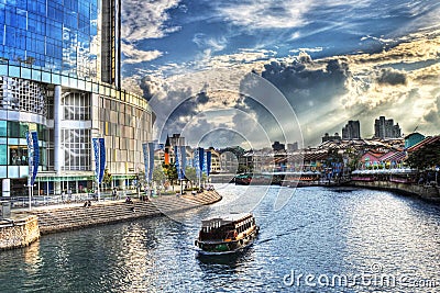 Clarke Quay at Singapore River Stock Photo