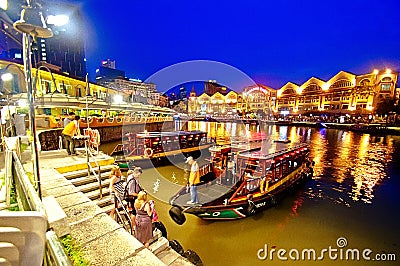 Clarke Quay at Singapore River Editorial Stock Photo