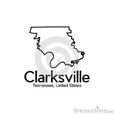 Clarksville Tennessee United States City Map Simple Logo logos, logotype element for template. Vector Illustration