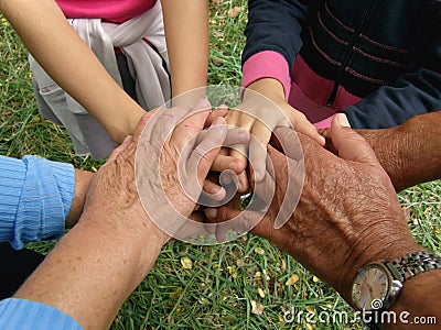 Clasped hands Stock Photo