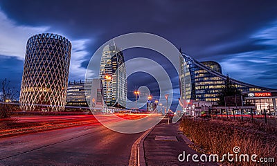 Class A Business office building in Sofia,Bulgaria.Night shot Editorial Stock Photo