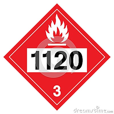 Class 3 Butanols UN1120 Symbol Sign, Vector Illustration, Isolate On White Background, Label .EPS10 Vector Illustration