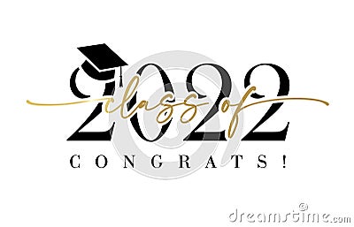 Class of 2022 calligraphy banner Vector Illustration