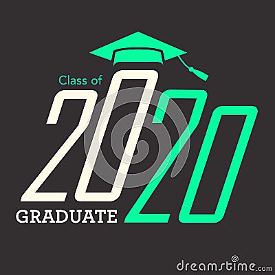 Class of 2020 Congratulations Graduate Typography with Cap and T Vector Illustration