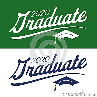 Class of 2020 Congratulations Graduate Typography with Cap and T Vector Illustration