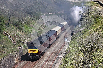 Class 47 diesel locomotive at rear of Fellsman Editorial Stock Photo