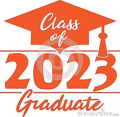 Class of 2023 Graduate Orange Graphic Stock Photo
