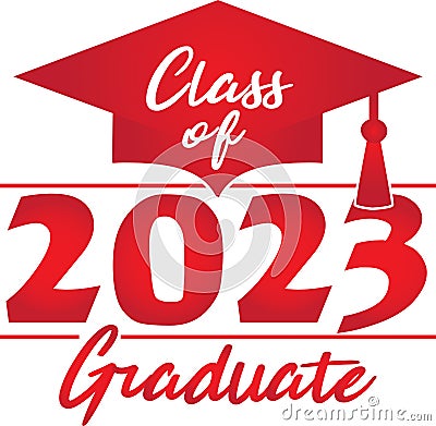 Class of 2023 Graduate Red Graphic Stock Photo