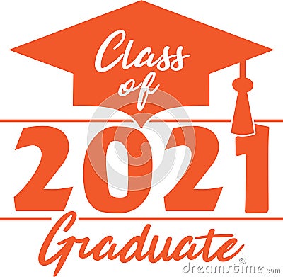Class of 2021 Graduate Stacked Orange Banner Stock Photo
