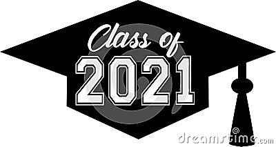 Class of 2021 Graduation Banner inside Cap Vector Illustration