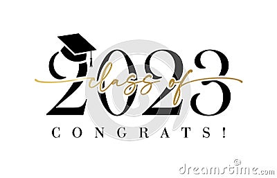 Class of 2023 with graduation cap Vector Illustration