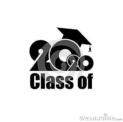 Class of 2020 with Graduation Cap. Simple design on white background Vector Illustration