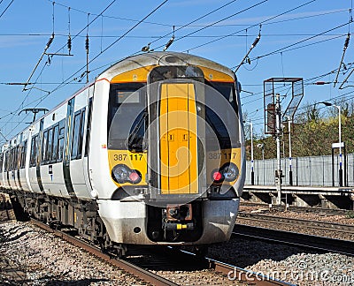 Class 387 heads into Hitchin Editorial Stock Photo