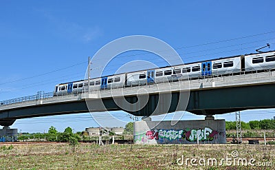 Class 365 on Hitchin Railway Flyover Editorial Stock Photo