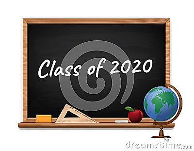 Class 2020. Inscription in chalk on a blackboard Vector Illustration