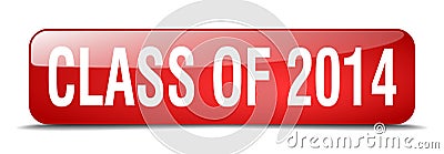 class of 2014 red square realistic isolated web button Vector Illustration