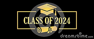 Class of 2024 year graduation banner Vector Illustration