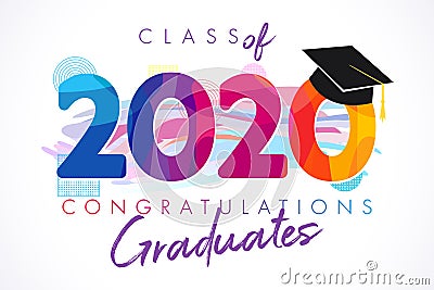 Class of 2020 year graduation illustration Vector Illustration