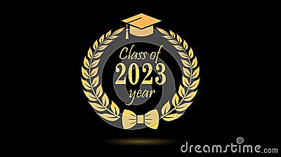 Class of 2023 year laurel graduation sign Vector Illustration