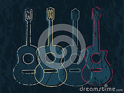 Classic and acoustic guitar graphic. Vector Illustration