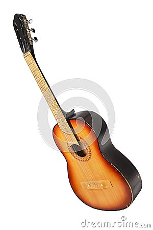 Classic acoustic guitar on white Stock Photo