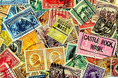 Classic America postage stamps Editorial Stock Photo