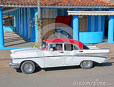 Classic American Car in Cuba Stock Photo