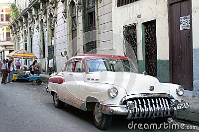 Classic American car in Cuba Editorial Stock Photo